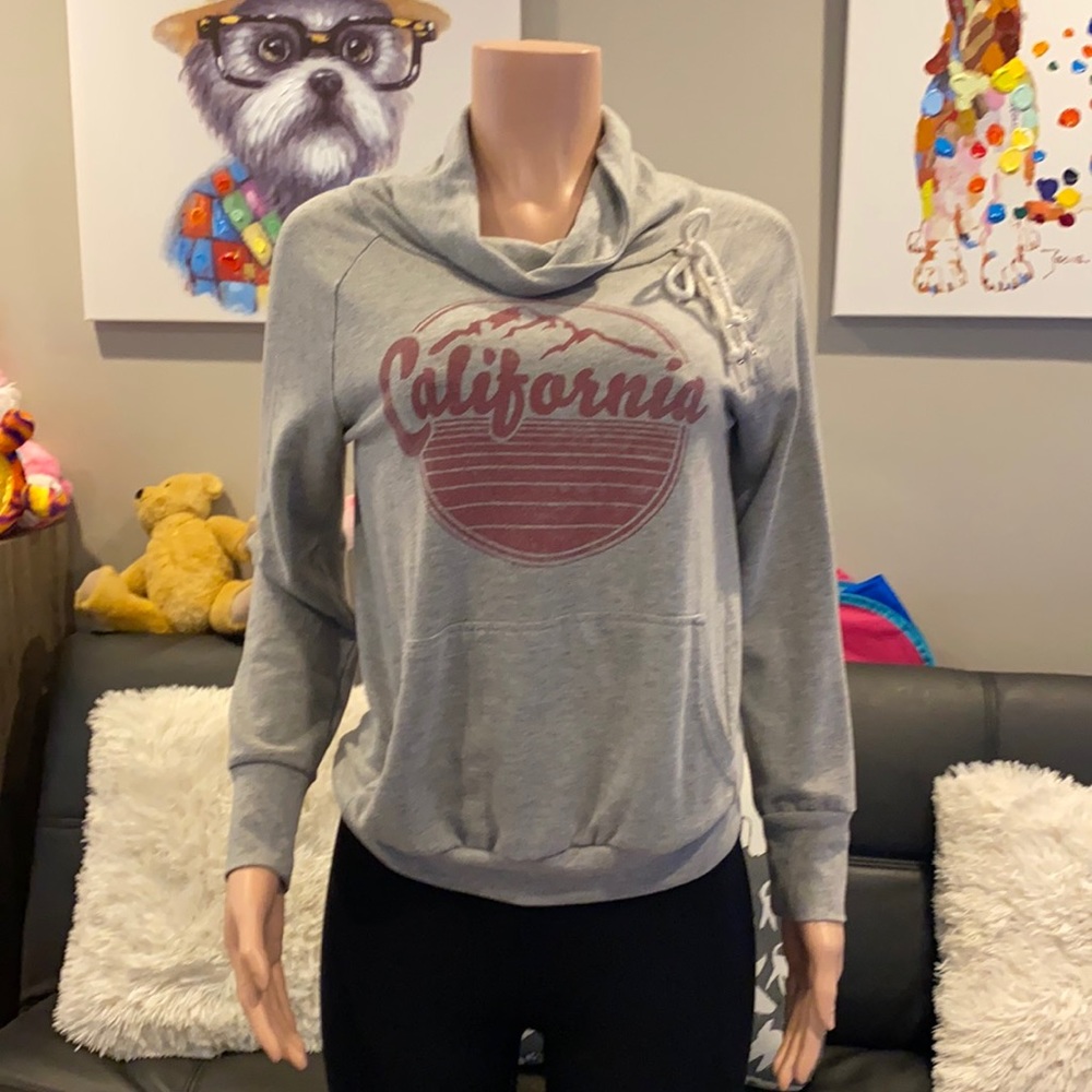 California grey lace up sweatshirt
